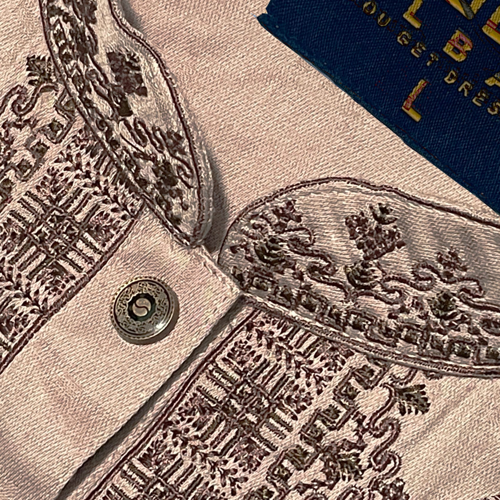 Geometric Embroidered Cotton Panjabi-Ruhan