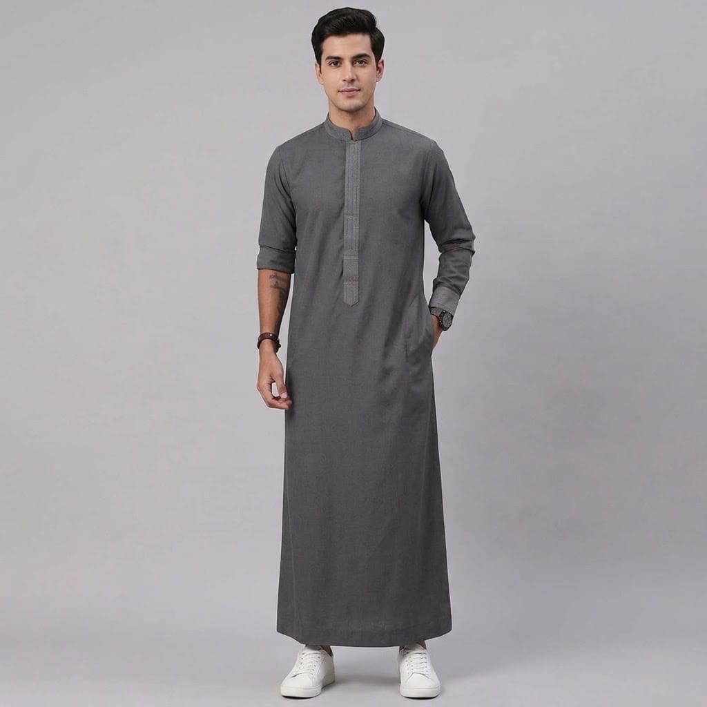 Men's Modern Structured Charcoal Jubba / Thobe
