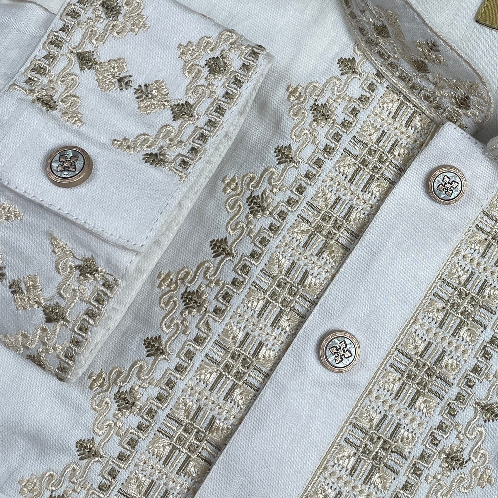 Geometric Embroidered Cotton Panjabi-Ruhan