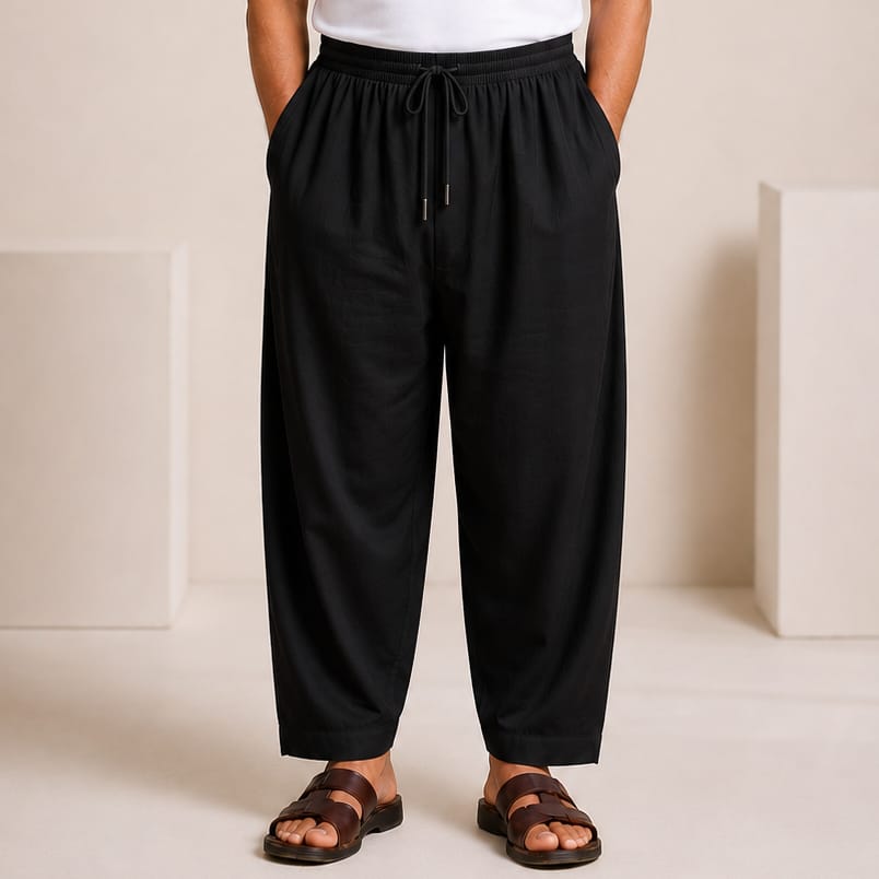 China Micro-Stretch Sunnoti Pajama Black -চায়না মাইক্রো স্টিচ সুন্নতি পায়জামা কালো