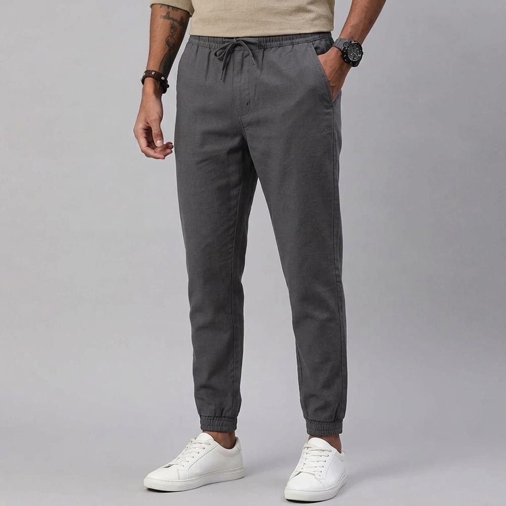 Men's Ultra-Comfort Elastic Waist Jogger Trousers - Charcoal