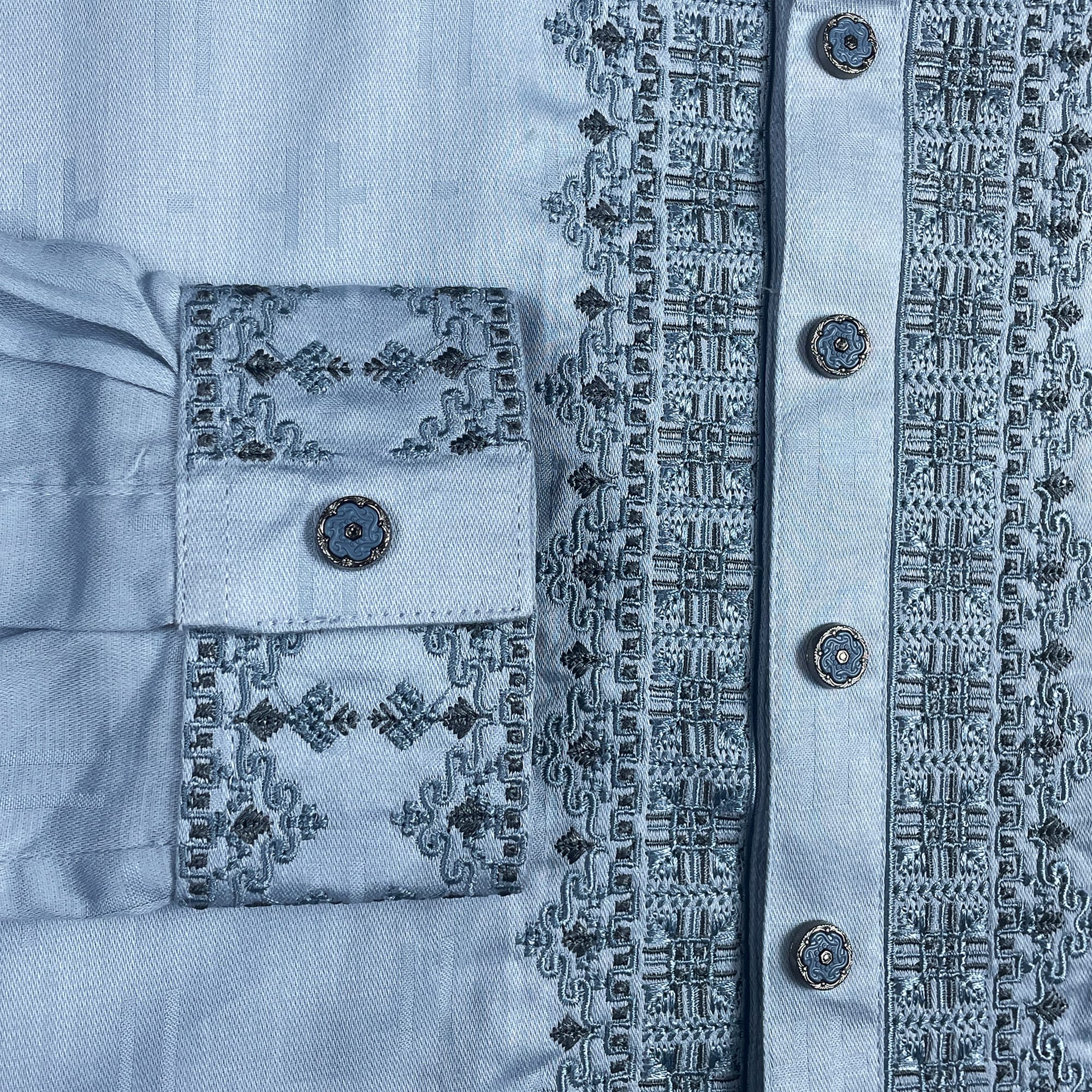 Geometric Embroidered Cotton Panjabi-Ruhan