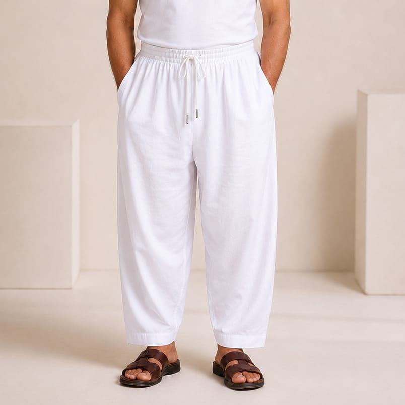 China Micro-Stretch Sunnoti Pajama White-চায়না মাইক্রো স্টিচ সুন্নতি পায়জামা সাদা