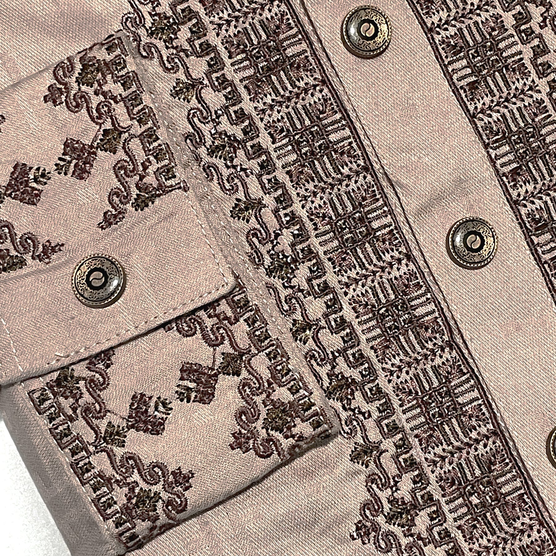 Geometric Embroidered Cotton Panjabi-Ruhan